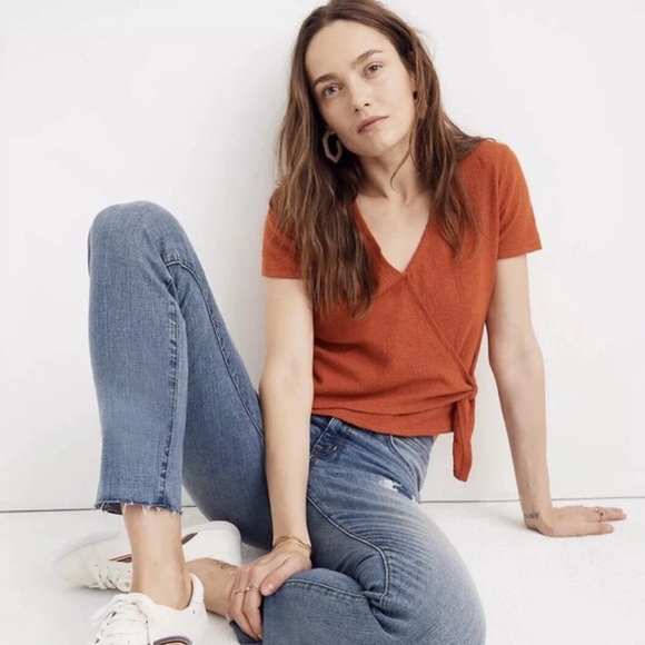 Madewell Tops - Vibrant Orange Wrap Top